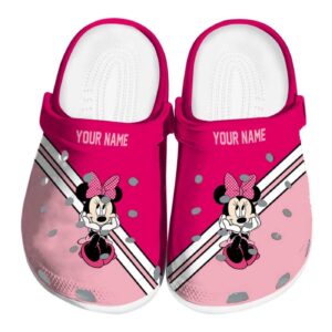 Custom Name Minnie Mouse Stripes Accents Clogs For Kids And Adults
