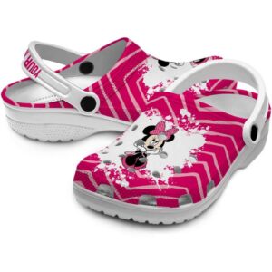 Custom Name Minnie Mouse Zigzag Paint Burst Clogs For Kids And Adults