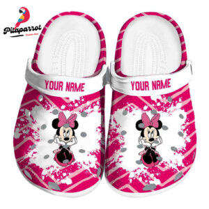 Custom Name Minnie Mouse Zigzag Paint Burst Clogs For Kids And Adults
