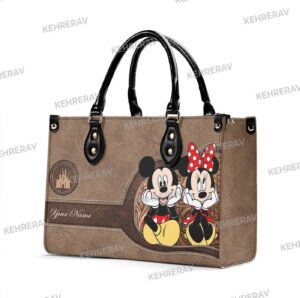 Cute Mickey Minnie Leather Handbag for Women – Custom Handmade Vintage Bag