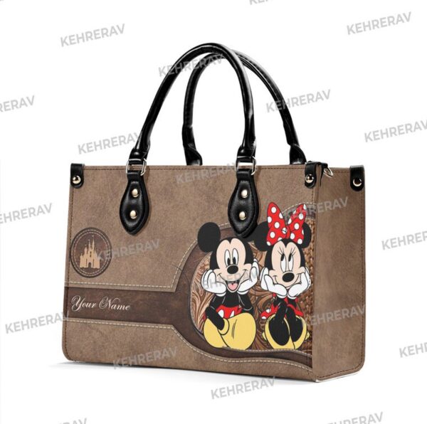 Cute Mickey Minnie Leather Handbag for Women – Custom Handmade Vintage Bag