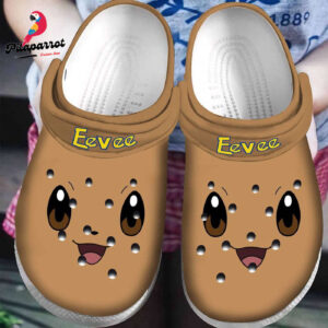 Eevee Pokemon So Cute Brown Clogs Shoes