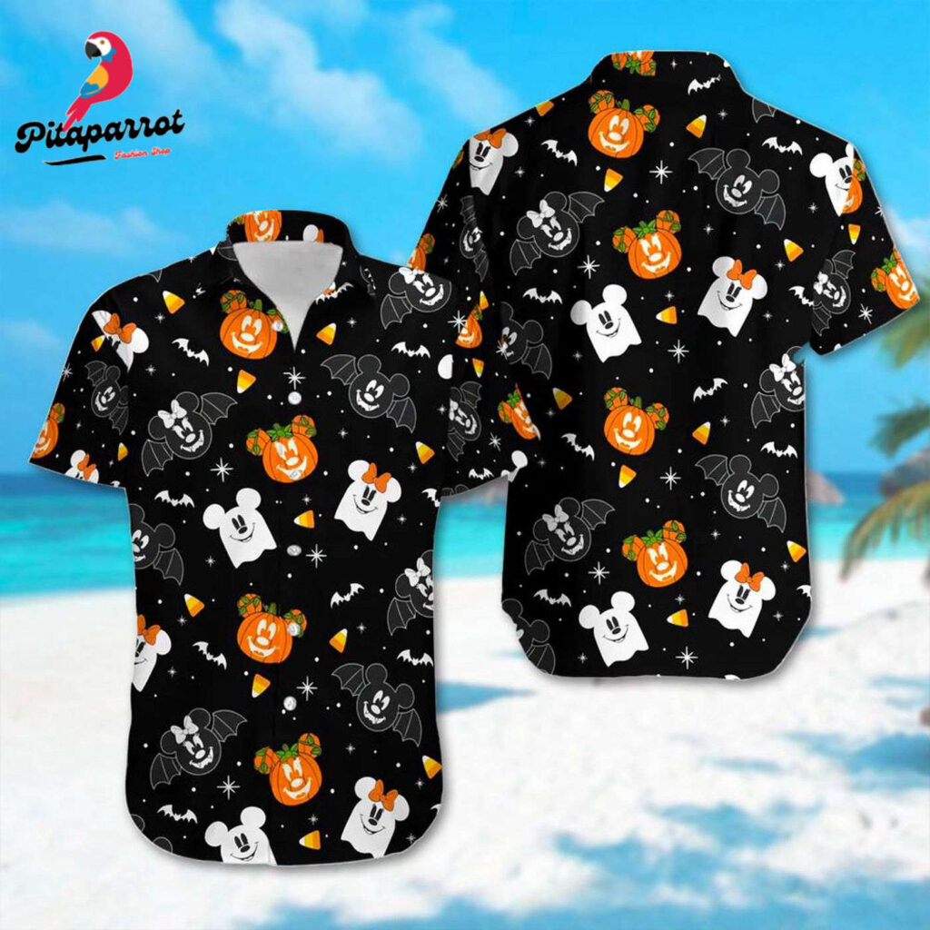 Halloween Mickey Mouse Head Hawaiian Shirt – Pumpkin Bat Hawaii All Over Print Button Up Halloween Gift Halloween Mickey Mouse Head Hawaiian Shirt – Pumpkin Bat Hawaii All Over Print Button Up Halloween Gift