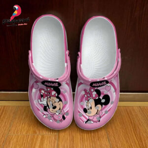Heart Illusory Motion Minnie Mouse Pink Clogs For Kids & Adults