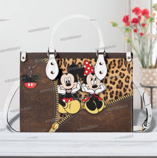 Leopard Minnie Lover s Handbag Custom Leather Woman Handbag Handmade Bag Minnie Women Bags Purse