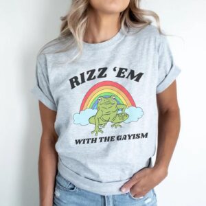 Rizz Em With The Gayism LGBT Pride Festival Shirt – LGBTQ Unisex Tee with WLW Sapphic Pansexual and Trans Designs
