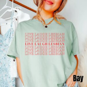 Vintage Live Laugh Lesbian Tee WLW Sapphic Pride Shirt by Chappell Roan