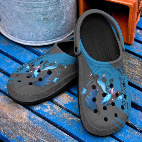 Mega Charizard Pokemon CuteCrocs-Shoes Classic Clogs Shoes In Blue Black