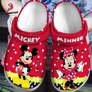 Mickey & Minnie W Bow PatternClogs-Shoes-Slippers Classic Clogs Shoes In Yellow & Red