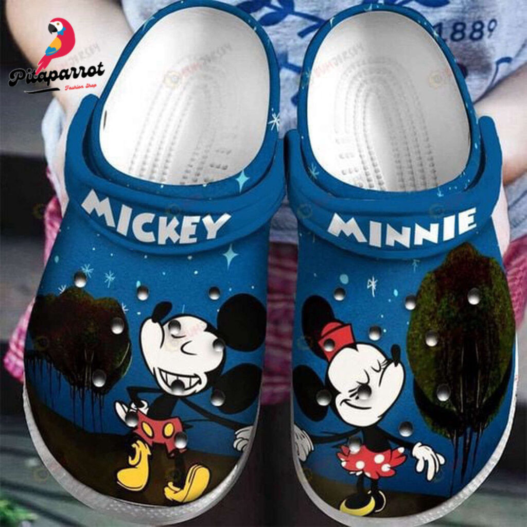 Mickey & Minnie W Sky & Tree PatternClogs-Shoes-Slippers Classic Clogs Shoes In Dark Blue Mickey & Minnie W Sky & Tree PatternClogs-Shoes-Slippers Classic Clogs Shoes In Dark Blue