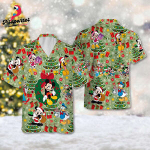 Disney Mickey and Friends Christmas Tree Stocking Hawaiian Shirt - Holiday Season Xmas Gift from Magic Kingdom