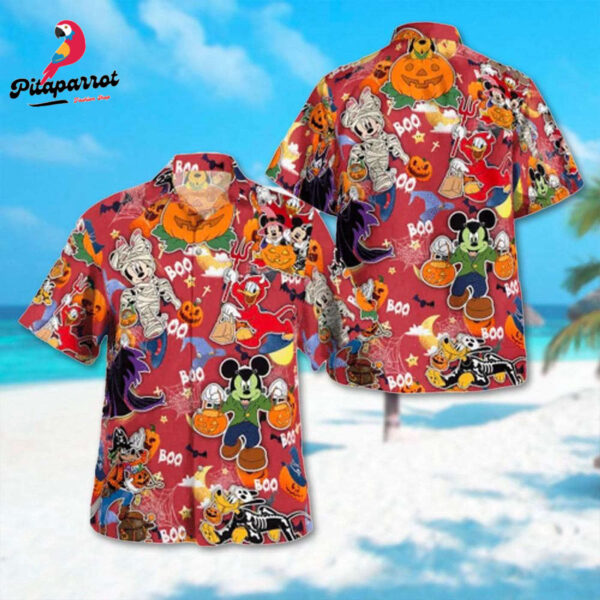 Mickey & Friends Halloween Hawaiian Shirt Summer All Over Print Button Up