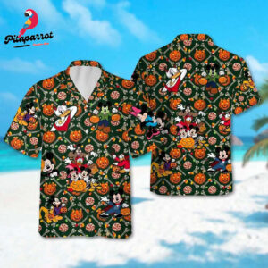 Mickey and Friends Halloween Hawaiian Shirt - Pumpkin Hawaii Party Minnie Donald Horror Character