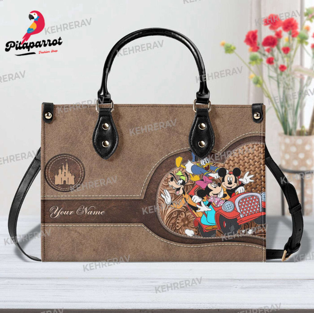 Mickey and Friends Leather Handbag – Custom Woman s Bag for Mickey Lovers Mickey and Friends Leather Handbag – Custom Woman s Bag for Mickey Lovers