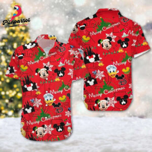 Mickey & Friends Christmas Hawaiian Shirt - Donald Duck Xmas Hawaii Tee - Cartoon Holiday Party Gift