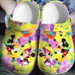 Mickey And Minnie Fruits PatternClogs-Shoes 3D Clog Shoes