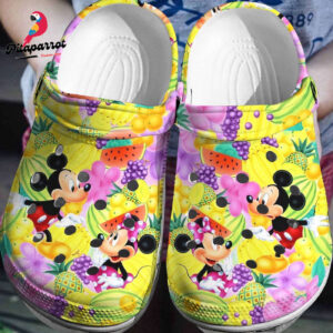 Mickey And Minnie Fruits PatternClogs-Shoes 3D Clog Shoes
