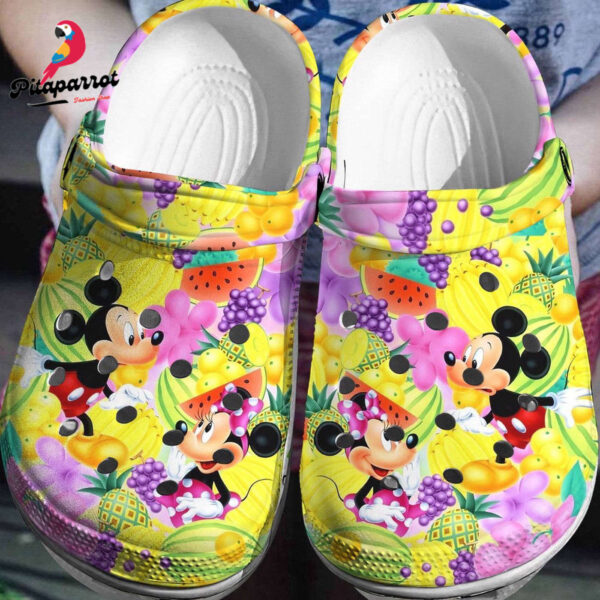 Mickey And Minnie Fruits PatternClogs-Shoes 3D Clog Shoes