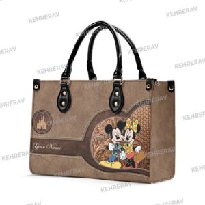 Mickey and Minnie Leather Handbag – Custom Woman s Purse for Mickey Lovers