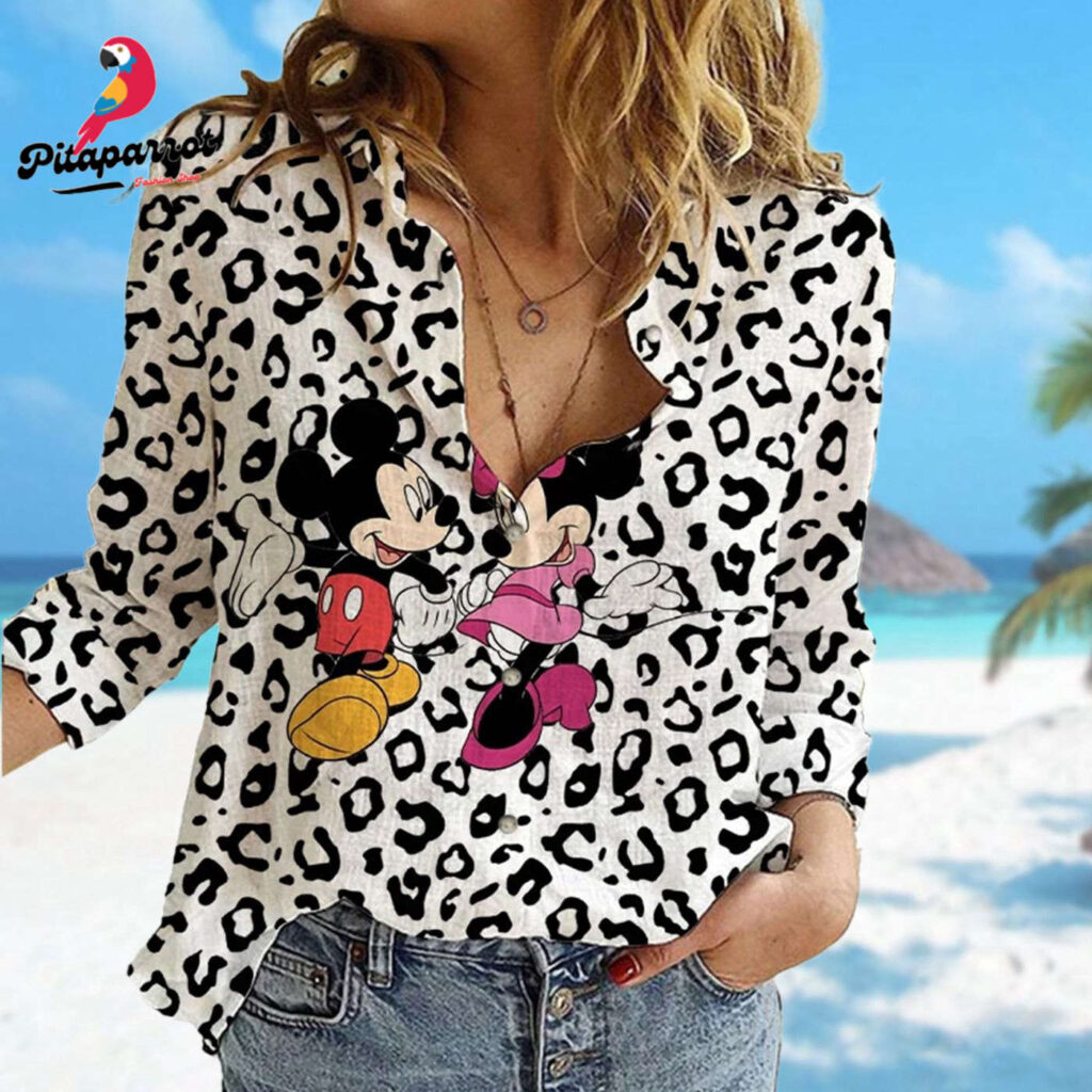 Mickey and Minnie Mouse Linen Shirt – Cartoon Button Down Casual Shirt for Women at Magic Kingdom Mickey and Minnie Mouse Linen Shirt – Cartoon Button Down Casual Shirt for Women at Magic Kingdom