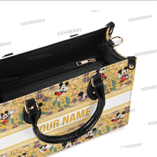 Mickey Floral Leather Handbag for Women – Custom Handmade Vintage Bag