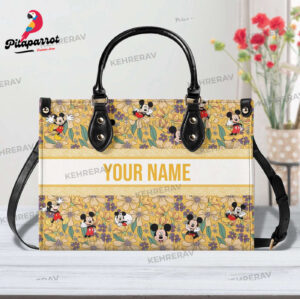 Mickey Floral Leather Handbag - Women s Custom Vintage Purse for Mickey Lovers
