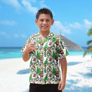 Mickey & Minnie Christmas Hawaiian Shirt Set – Festive Xmas Party Tee