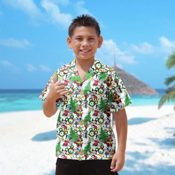 Mickey & Minnie Christmas Hawaiian Shirt Set – Festive Xmas Party Tee