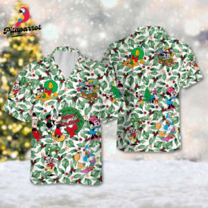 Mickey & Minnie Christmas Hawaiian Shirt Disney Magic Kingdom Xmas Button Up