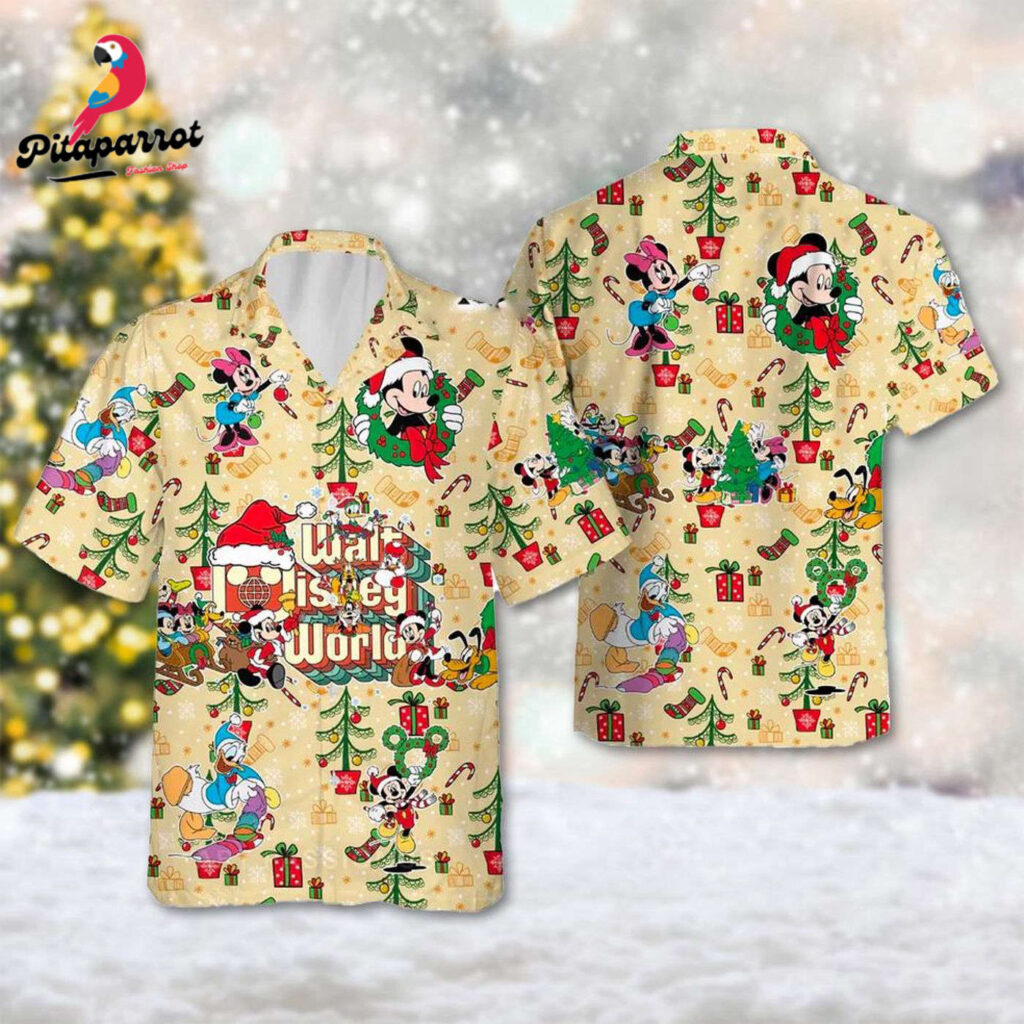 Mickey & Minnie Santa Hat Hawaiian Shirt – Christmas Party Gift from Magic Kingdom Mickey & Minnie Santa Hat Hawaiian Shirt – Christmas Party Gift from Magic Kingdom
