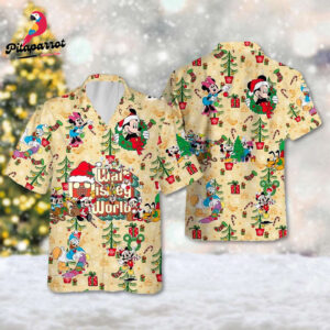 Mickey & Minnie Santa Hat Hawaiian Shirt - Christmas Party Gift from Magic Kingdom