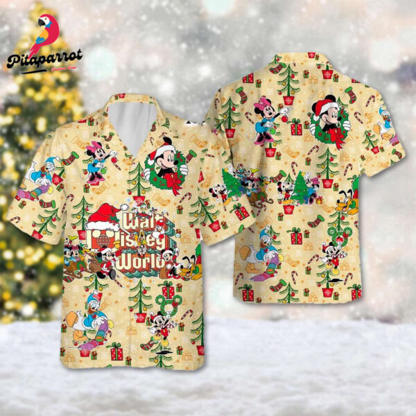 Mickey & Minnie Santa Hat Hawaiian Shirt – Christmas Party Gift from Magic Kingdom