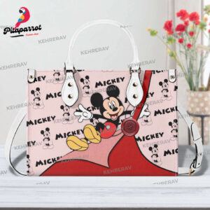 Vintage Mickey Funny Leather Handbag - Custom Woman Handmade Bag