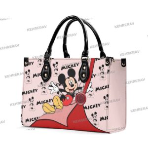 Vintage Mickey Funny Leather Handbag – Custom Woman Handmade Bag