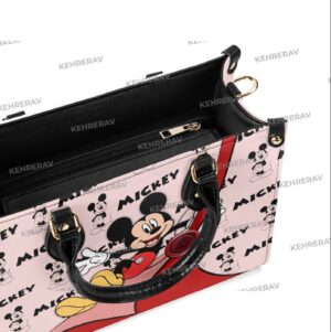 Vintage Mickey Funny Leather Handbag - Custom Woman Handmade Bag 3