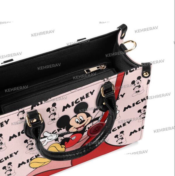 Vintage Mickey Funny Leather Handbag – Custom Woman Handmade Bag