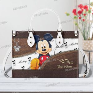 Mickey Funny Leather Handbag – Custom Women s Vintage Purse for Mickey Lovers