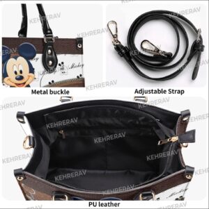 Mickey Funny Leather Handbag for Women – Custom Handmade Vintage Purse