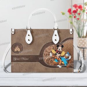 Mickey Goofy Leather Handbag – Custom Woman Vintage Bag for Mickey Lovers