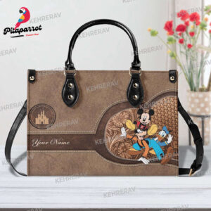 Mickey Goofy Leather Handbag - Custom Woman Vintage Bag for Mickey Lovers