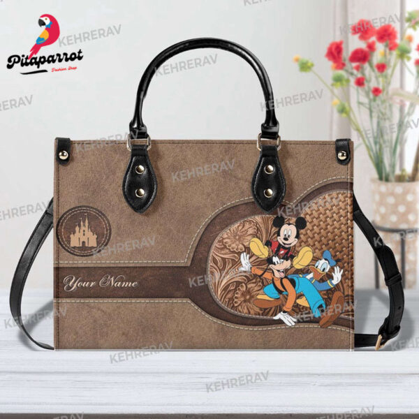 Mickey Goofy Leather Handbag – Custom Woman Vintage Bag for Mickey Lovers