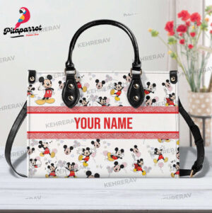 Mickey Leather Handbag: Custom Women s Purse for Mickey Lovers - Handmade Vintage Bag