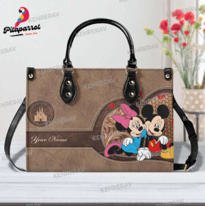 Mickey Minnie Leather Handbag - Custom Woman s Purse for Mickey Lover s Handmade Vintage Bag