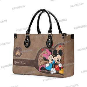 Mickey Minnie Leather Handbag – Custom Woman s Purse for Mickey Lover s Handmade Vintage Bag
