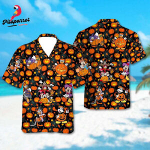 Mickey Mouse Halloween Hawaiian Shirt - Cartoon Character All Over Print Button Up