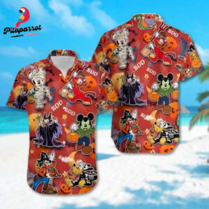 Mickey Mouse Halloween Hawaiian Shirt - Villain Costume Horror Cartoon Button Up