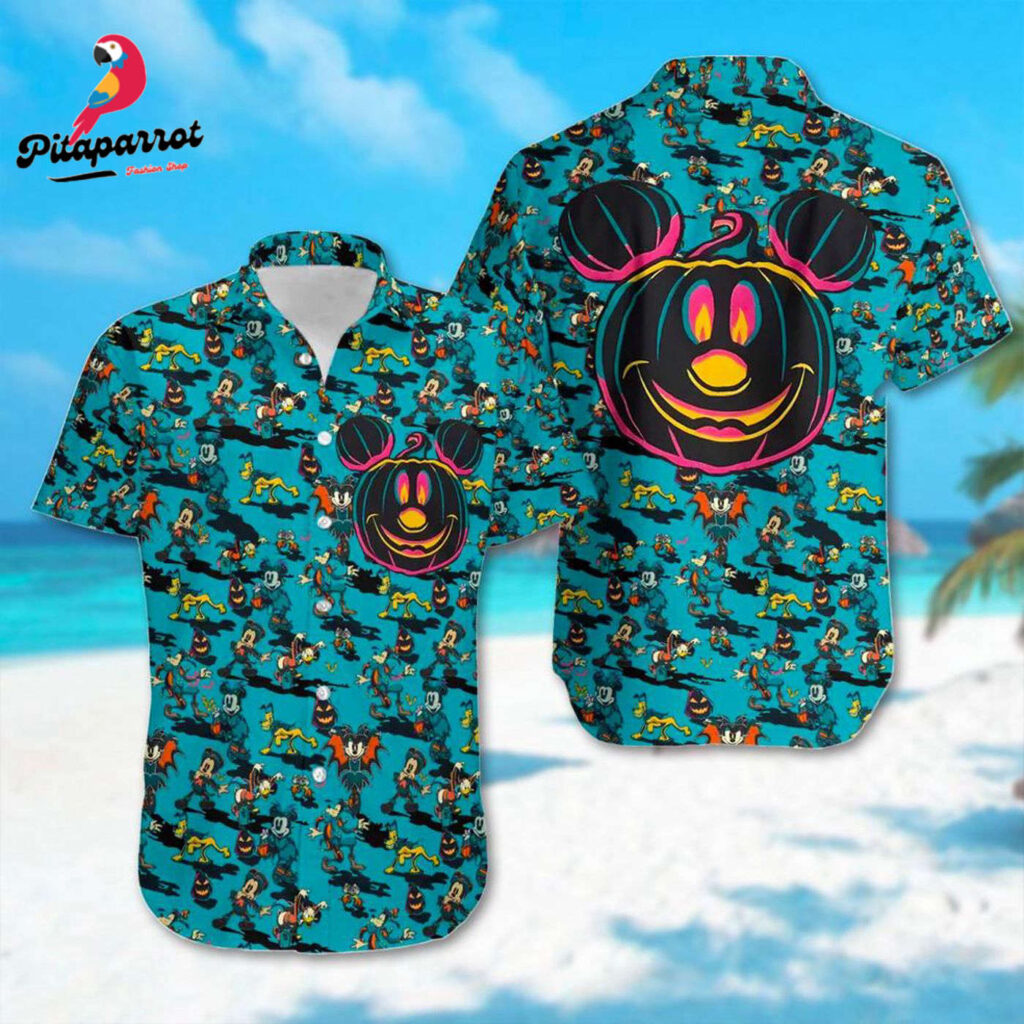 Mickey Mouse Hawaiian Shirt for Halloween & Summer – Cartoon Character All Over Print Button Up Tee Mickey Mouse Hawaiian Shirt for Halloween & Summer – Cartoon Character All Over Print Button Up Tee