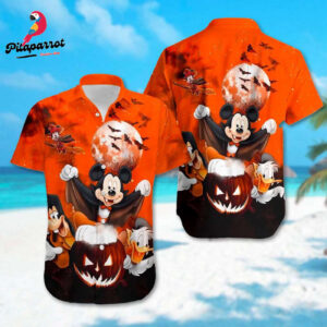 Mickey Mouse Vampire Hawaiian Shirt - Halloween Night All Over Print Button Up