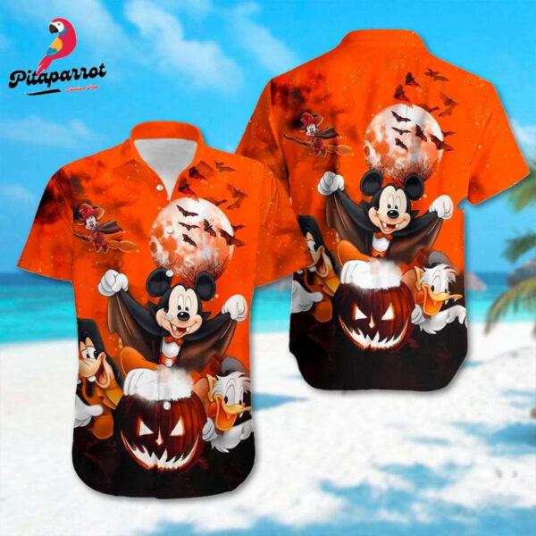 Mickey Mouse Vampire Hawaiian Shirt – Halloween Night All Over Print Button Up