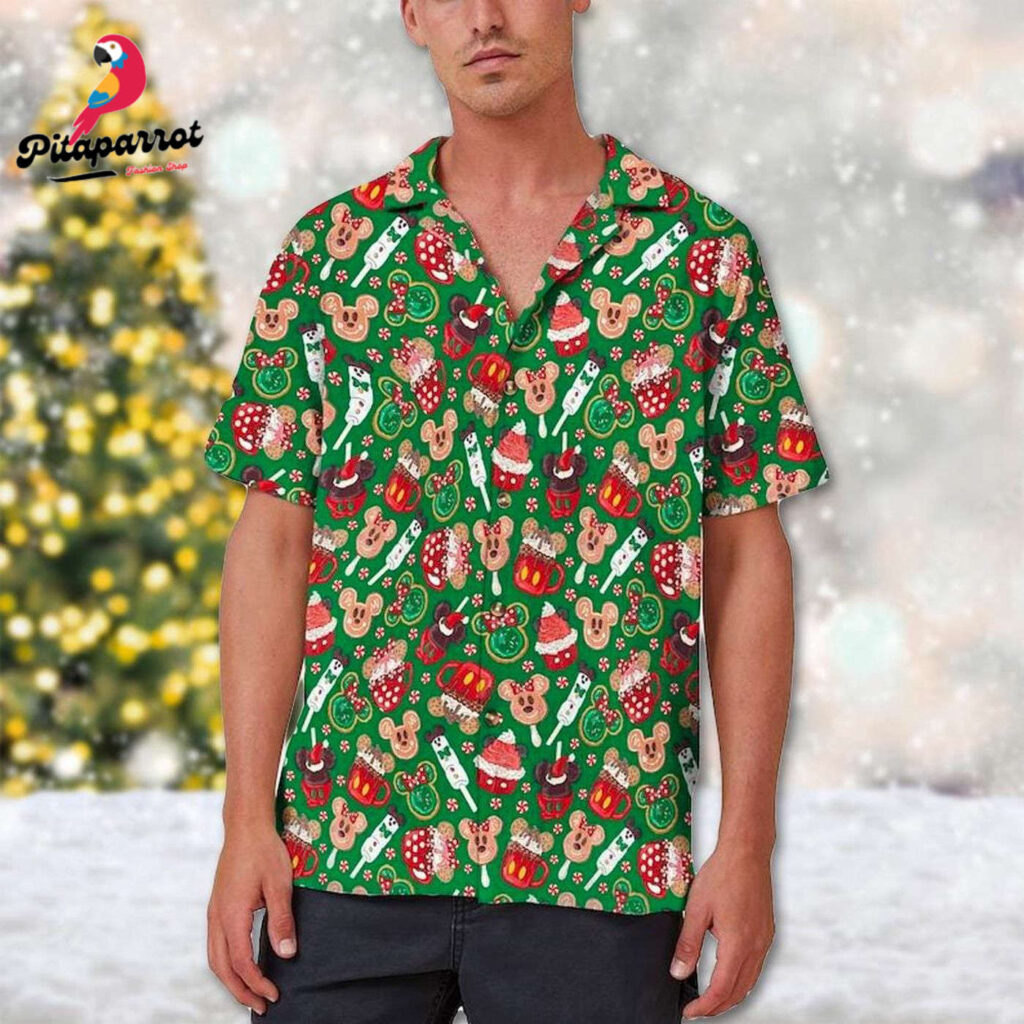 Mickey Mouse Christmas Hawaiian Shirt – Festive Button Up Xmas Design Mickey Mouse Christmas Hawaiian Shirt – Festive Button Up Xmas Design